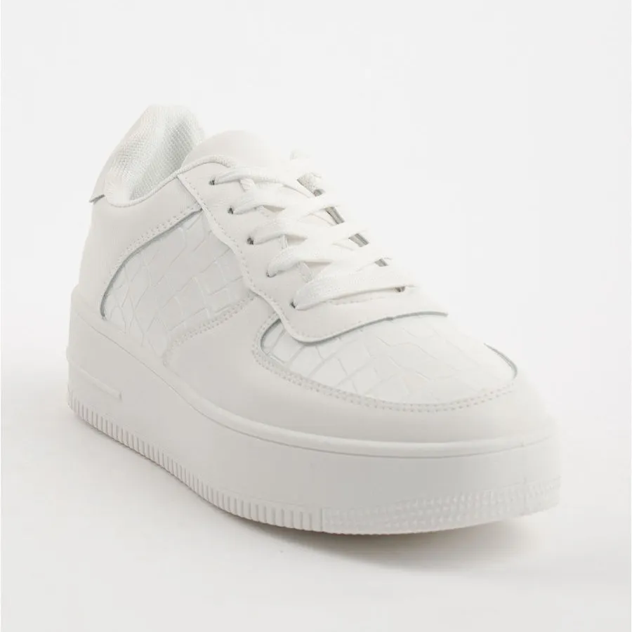 Zapatos-Femenin Skateboardschoenen Bovenste Witte Lucht Sneakers Ademende Kracht Lucht Low Moq Custom Logo Krokodil Pu Voor Vrouwen Pvc