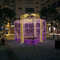 Clignotant bonne qualité belle fantaisie créative 3D LED personnalisable grand Cube boîte-cadeau Motif lumière arc pour la décoration de noël