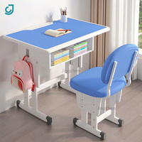 Escritorios Escolares Grandes con Silla de Esponja para Niños, Mesa de Estudio con Altura Ajustable, Muebles Escolares de Madera, Conjunto de Escritorio y Silla para Estudiantes