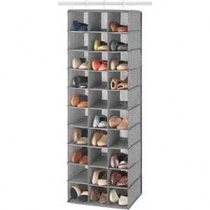 Over Door Hanging Shoe Storage 30 Non-woven Section Hanging Shoe <b>Shelves</b>, Black Anti-slip Shoe Organizer for Closet Household - Product Image 1