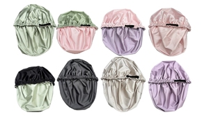 Adult Side Silk Shower Waterproof <b>Bonnet</b> <b>for</b> Sleep Protection Adjustable Double Layer Satin Curly Natural <b>Hair</b> - Product Image 3