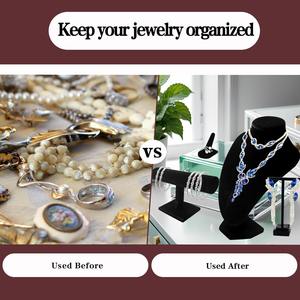 Velvet Jewelry Display Set Velvet <b>Necklace</b> Bust Holder Mannequin Bust T-Bar 2 T Shape Earring Stand 2 Velvet <b>Ring</b> Finger Jewelry - Product Image 5