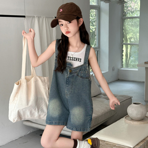 Derniers costumes décontractés populaires d'été pour adolescents <span class=keywords><strong>Gilet</strong></span> et salopette en jean Shorts 2pcs ensembles de vêtements pour filles - Product Image 2