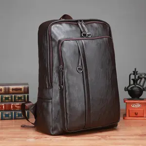 2024 luxe PU cuir sac à dos étanche grande capacité ordinateur portable étudiant homme sac à dos pour l'école affaires