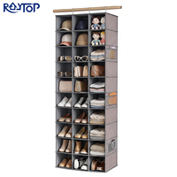 Organisateur de chaussures suspendu pliable pour placard, 30 compartiments avec 6 poches en filet, organisateur de rangement pour chaussures suspendu pour placard