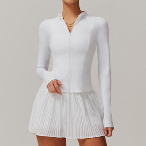 Chaqueta de Yoga de Invierno para <span class=keywords><strong>Mujer</strong></span> con Cuello Alto y Cierre de <span class=keywords><strong>Cremallera</strong></span>, Abrigo Aislante Térmico de Spandex/Nailon a Prueba de Viento de Ajuste Regular para Correr al Aire Libre y Gimnasio - Product Image 4