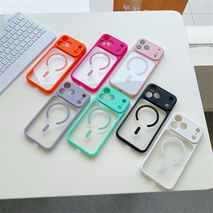 เคสใสกันกระแทกแม่เหล็กอะคริลิค TPU หรูหรา สำหรับ iPhone 18 17 16 15 14 13 12 11 Pro Max Plus พร้อมขอบสี - Product Image 2