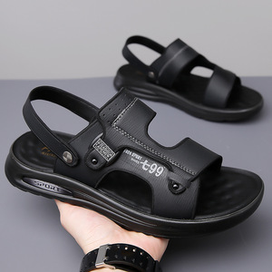 Sandalias Planas para Hombre, Punta Abierta, Parte Superior de PU, Suela de Goma, Transpirables, Calzado Deportivo Informal - Product Image 2