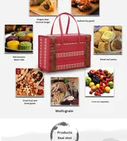 Poignée de panier de rangement pliable tissé en bambou écologique vintage pour multifonction pour oeuf végétal fruit vin-emballage cadeau
