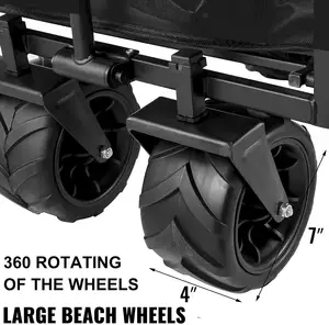 รถเข็นชายหาดแบบพับได้4ล้อ,ความจุขนาดใหญ่กระทัดรัดสามารถพับเก็บได้รถเข็นสำหรับตั้งแคมป์กลางแจ้งพร้อมหลังคาสำหรับสวนจุของได้220lbs