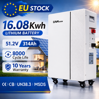 DAH Solar Banco Bateria 51.2v 314ah Stok Eropa 16kwh Sistem Atap Rumah Tangga yang Dipasang di Dinding dengan CE
