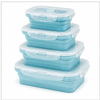 Boîte à lunch pliable en silicone portable de 500 ml, compartiment unique, compatible micro-ondes, couvercle verrouillable, récipient de stockage alimentaire pour les voyages