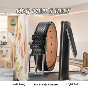 Ceinture Homme Légère en Cuir de Vachette OMJ avec Boucle Ardillon en Alliage, Style Western, Vente en Gros, Deux Couches, Formelle, Vente Directe Usine - Product Image 2
