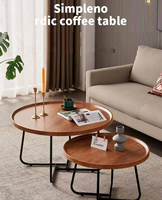 Table basse moderne en bois de noyer pliable avec cadre en fer, meubles de salon
