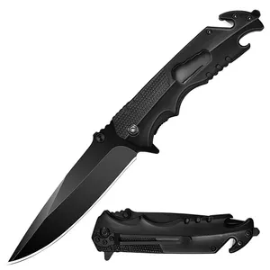 Custom All Stainless Steel Self Defense Tactical Hunting Knife Outdoor Pocket Knife With Glass Breaker