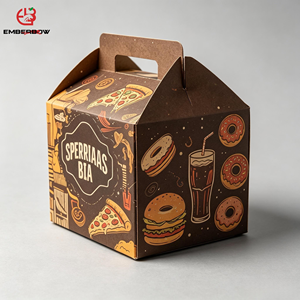 EBB Food Grade Kraft Paper Disposable Fast Food <b>Box</b> Fried Chicken <b>Burger</b> Fries With Handle Four-Color Printing - Product Image 1
