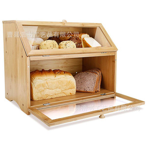 Boîte à pain en bambou Haoshu Crafts, deux étages avec tiroir, rangement de cuisine pour pain et pâtisseries - Product Image 5
