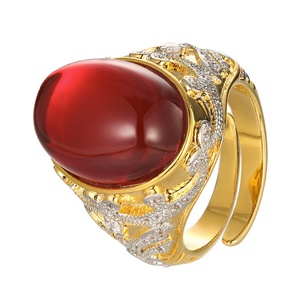 Fashion Jewelry Eco-friendly Copper Gold Plated Oval Cut 13*18MM Blue Cubic Zirconia Big <b>Statement</b> <b>Rings</b> for Women - Product Image 1