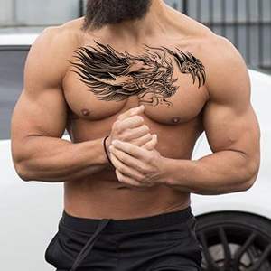 Tatuajes Temporales de Hombro y <span class=keywords><strong>Pecho</strong></span>, Coloridos, Realistas, Grandes, Removibles, Sexys y Modernos, Pegatinas de Tatuajes de Papel Resistentes al Agua para Hombres - Product Image 3