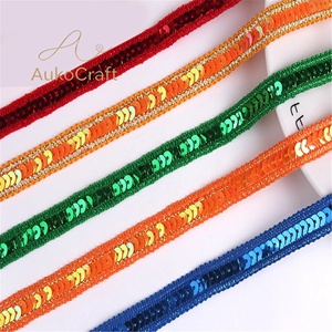 Pita Renda Payet Emas Perak Putih Merah 12mm untuk Kain Pernikahan, Hiasan Kepala, Aksesoris Jahit DIY - Product Image 1