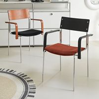Chaise de salle à manger, chaise d'appoint en cuir lisse, chaise d'appoint de salle à manger, design minimaliste léger, mobilier rembourré éco-durable