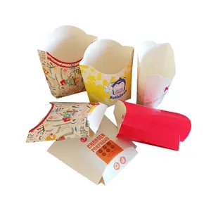 Biodegradable french chips hamburger fried fast food snack packaging paper box paper container