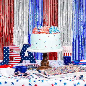 4 Tháng 7 Màu Đỏ Bạc Xanh Tinsel Lá Fringe Rèm <span class=keywords><strong>Photo</strong></span> <span class=keywords><strong>Booth</strong></span> Kim Loại Đảng Trang Trí <span class=keywords><strong>Backdrop</strong></span> Sinh Nhật Trang Trí Nội Thất - Product Image 2