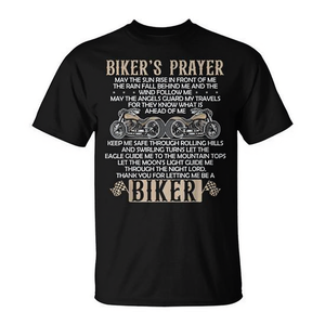T-shirt de motard avec motif de prière chrétienne pour motard, noir, taille moyenne - Product Image 2