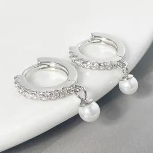 FOXI prêt à expédier en gros 925 bijoux en argent or perle boucles d'oreilles femmes S925 argent perle boucles d'oreilles pour femmes