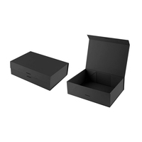 Boîte à bijoux magnétique pliable personnalisée en carton noir, emballage de vêtements, boîte cadeau magnétique de luxe en papier rose avec logo