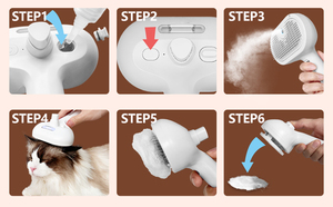 New Dog Cat Stainless Steel ABS <b>Battery</b> Powered 3 in 1 Portable Electric Spray Steam Pet Hair Removal Brush for Small Animals - Product Image 5