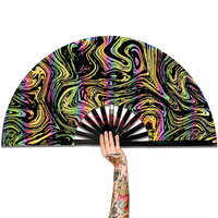 En stock : Éventail pliant réfléchissant, irisé, holographique et ondulé avec sac de transport, idéal pour les festivals et les soirées.