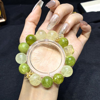 Bracelet en or avec perles cubiques de 12 mm en jade Xiu vert prune naturel et cristal jaune, style minimaliste et frais, design original