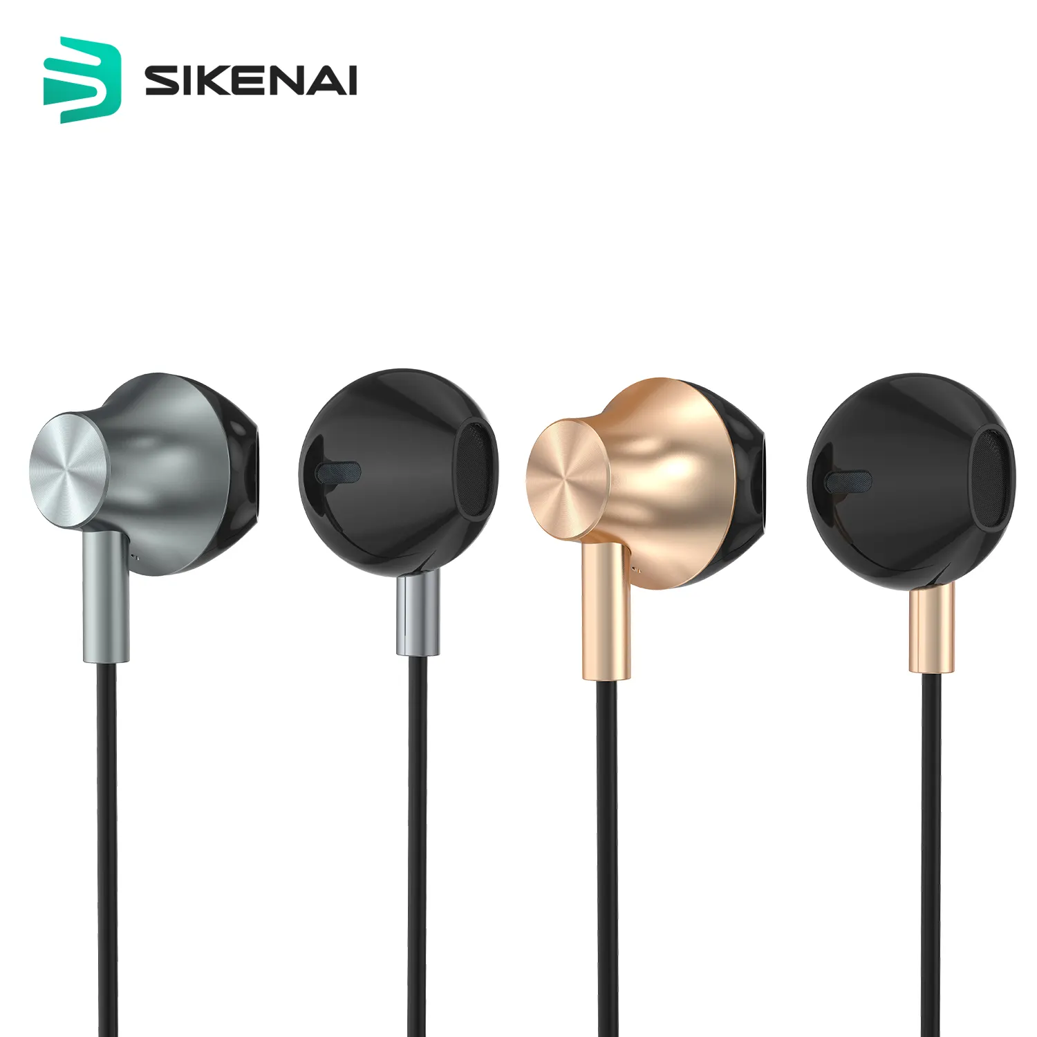 SIKENAI หูฟังแบบอินเทอร์เฟซ3.5มม.,หูฟัง Semi-In-Ear ปรับเสียงได้สามย่านความถี่รูปแบบ CD แบบเต็มโลหะ