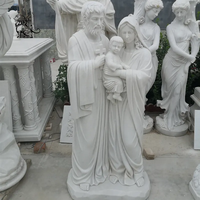 BLVE Église Religieuse Catholique Décoration De Jardin En Marbre Naturel Sainte Famille Statue Marie Joseph Jésus Sculpture