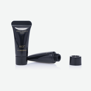 Custom Glossy Black PE Squeeze Tube With Tapered Conical Tip & Plain Black <b>Flat</b> <b>screw</b> Cap For Makeup Base Primer Cream - Product Image 3