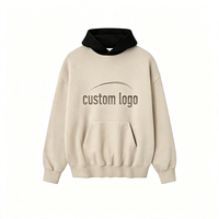 Sweat-shirt Homme Ample à Contraste de Couleurs, Logo Personnalisé, Effet Délavé Vintage, en Mélange de Coton, Style Streetwear