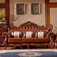 Canapé Sectionnel Traditionnel en Cuir Véritable de Luxe Américain à Prix d'Usine avec Rembourrage en Éponge pour Appartement, Hôtel, Villa, Salon WHC03