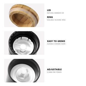 Penggiling garam lada sisi lurus, peralatan dapur penggiling bumbu botol kaca penggiling garam dan Lada dengan tutup bambu - Product Image 2