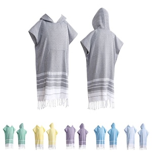 Toalla de Playa con Capucha Grande para Adultos, con Diseño de Diamantes y Logotipo Personalizado, Poncho de Surf a Rayas, Bata de Cambio de Algodón Turco - Product Image 2