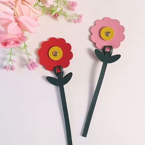 New Faux Leather <b>Bag</b> <b>Charm</b> Small Cute Red Pink Flower Decoration for Women's <b>Bags</b> Diy Pendant - Product Image 5