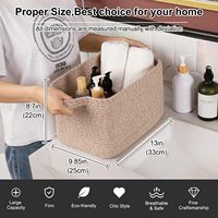 Panier de rangement rectangulaire en corde de coton tressée, ouvert en dessus, pour bureau, 13 po de long x 9,85 po de large x 9 po de haut, organisateur domestique