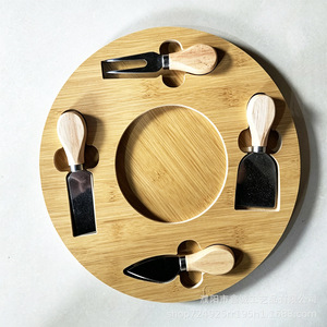 <b>Cheese</b> Board <b>Set</b> Bamboo Cutting Tray With <b>Knives</b> For Serving <b>Cheese</b> And Fruit Kitchen Use 29x33cm - Product Image 3