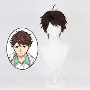 Ainizi批发合成短棕色Oikawa Tooru cosplay男性cosplay假发来自日本动漫Haikyuu!!