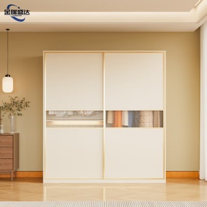 Armoire suspendue à portes coulissantes en chêne de style panneau minimaliste moderne Jinruishengda pour chambre à coucher, petites maisons, meubles de maison - Product Image 5