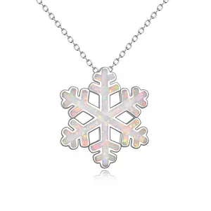 Best Selling Jewelry 925 Sterling Silver Personalized Synthetic Opal Snowflake Dainty Choker Necklace