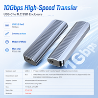 Carcasa para SSD M.2 NVMe/SATA, USB-C 3.2 Gen2 10Gbps, Sin Herramientas, Compatible con SSD de 8TB 2230/2280, Doble Protocolo, Carcasa de Aluminio