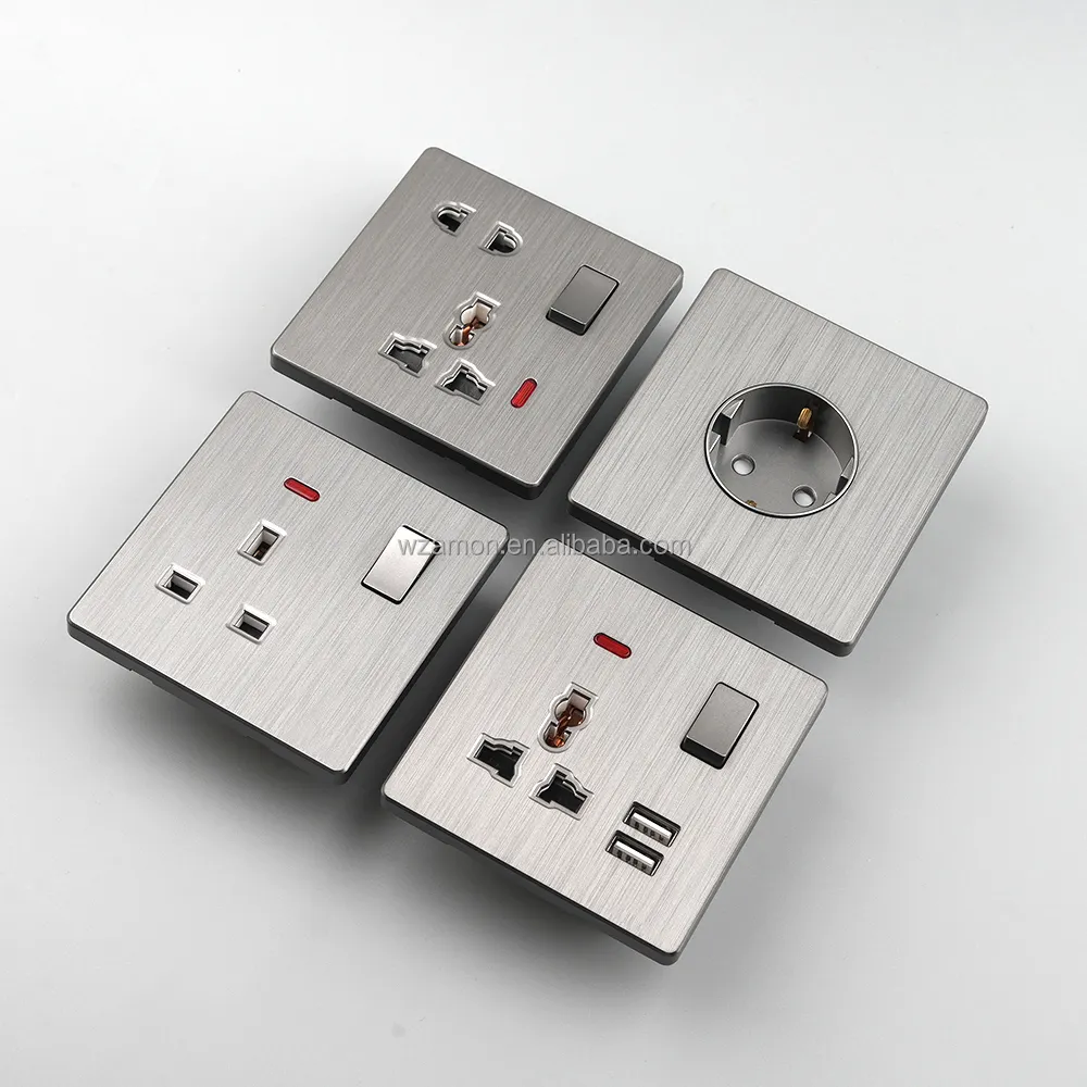 16a 5pin multi function MF switched socket 1 gang switch con neon uk electric 13amp wall uk interruttori e prese
