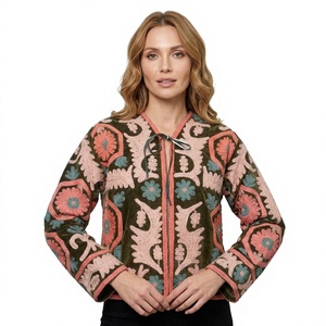 Handcrafted Suzani <b>Velvet</b> Floral Pattern Quick Dry Eco-Friendly Cotton Shell Jacket Vintage Style Embroidered Boho <b>Coat</b> <b>Women's</b> - Product Image 1