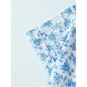 Ensemble pyjama deux pièces pour femmes, imprimé floral, manches courtes, chemise boutonnée, short à nœud, vêtements de nuit, vêtements de détente - Product Image 4